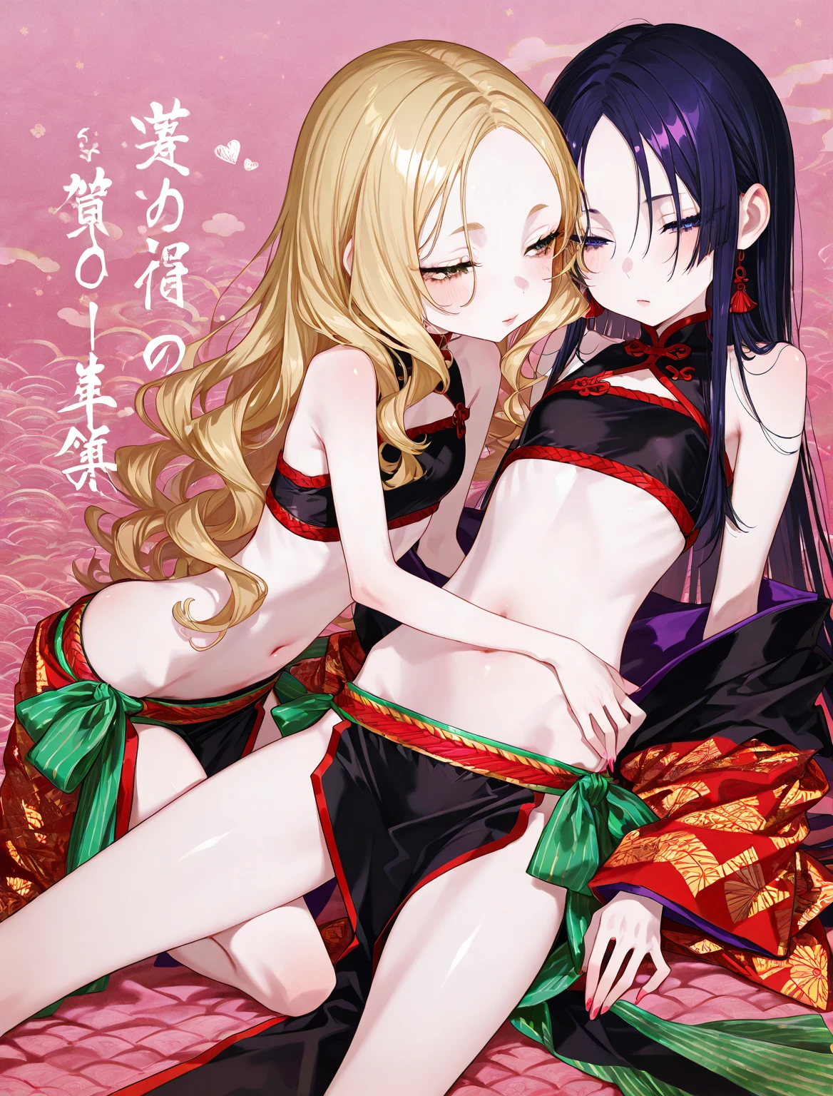 score_9, score_8_up, score_7_up, score_6_up, score_5_up, score_4_up, (source_anime), 2girls, breast sucking, Full body ,Night, Lights out, dark, Dark room, no lighting, {{nezuko kamado}} , kimetsu no yaiba, {{shinobu kochou}} , Insect hashira