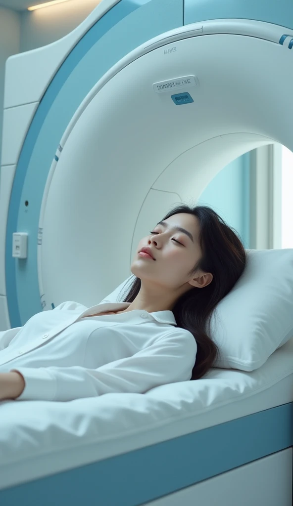 1boy、Handsome Men、Japanese male, 、handsome man、Mash Hair、Completely naked、Full nudity、erection、Huge penis、Highest quality、Realistic、beautiful、Sad look、MRI scan at the hospital、Arms above head、A nurse in a white coat next to me