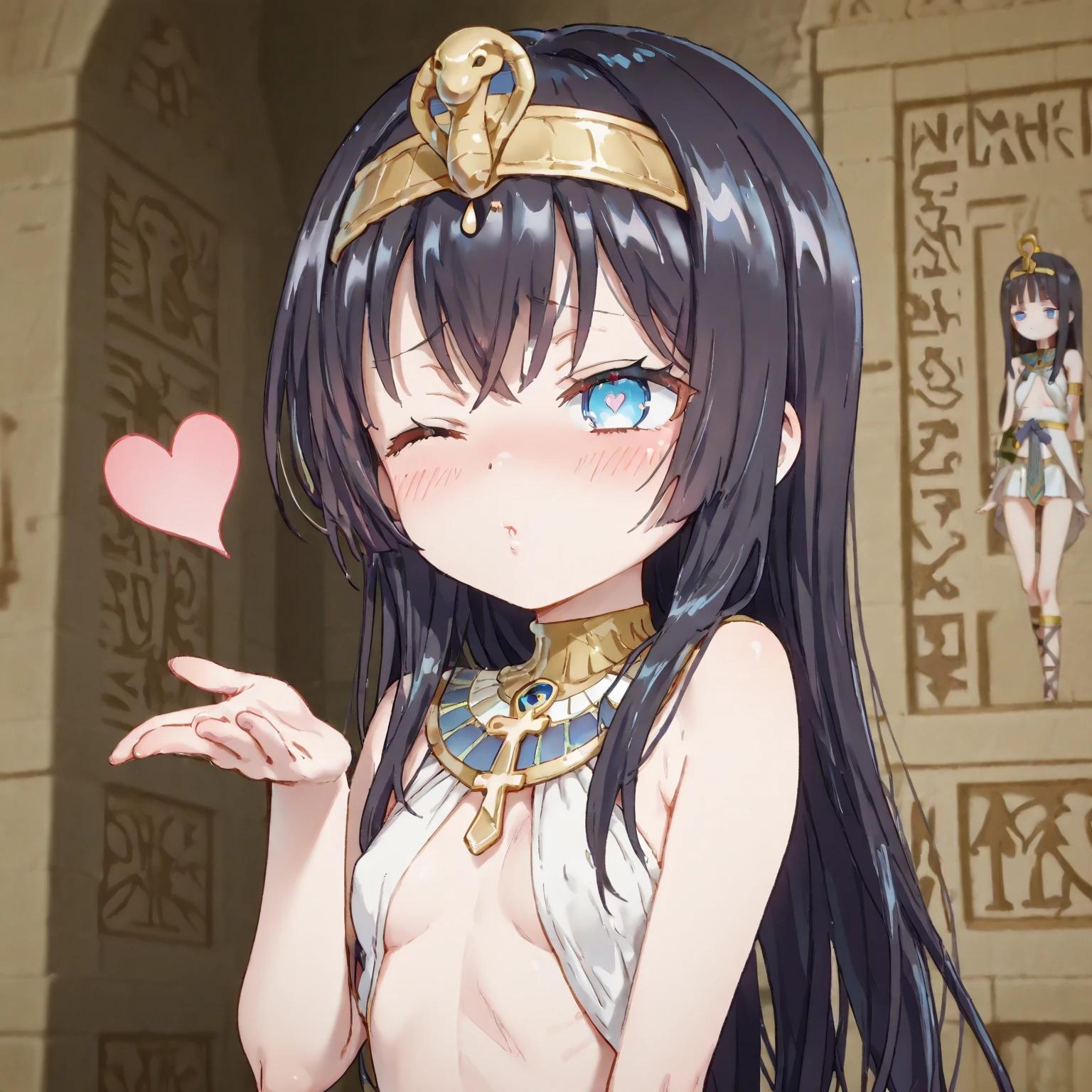 ((1girls:1.3)), ((moe style:1.3)), ((standing:1.3)), ((red eyes:1.3)), ((very long hair:1.3)), ((small girl:1.3)), ((flat chest:1.3)), ((bored look:1.3)), ((treasure chest:1.3)), ((black hair:1.3)), ((perfect face)), ((extremely cute:1.3)), ((masterpiece:1.3)), ((8k)), ((best quality:1.3)), ((beautiful)), ((extremely detailed:1.3)) , ((absurdres)), AddXL, ((score_9:1.3)), ((score_8_up:1.3)), ((score_7_up:1.3)), Expressiveh