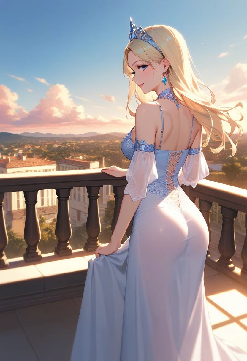 Anime girl, blonde hair, large breasts, sexy, big ass, skinny