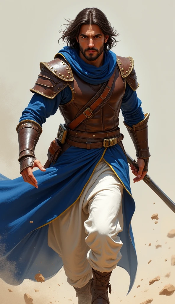 modelshoot style, (extremely detailed CG 8k wallpaper), full body photo of the most beautiful artwork in the world, medieval armor, majestic professional oil painting by Ed Blinkey, Atey Ghailan, Studio Ghibli, by Jeremy Mann, Greg Manchess, Antonio Moro, trend at ArtStation, trend at CGSociety, Intricate, High Detail, Sharp Focus, dramatic and photorealistic painting art from midjourney and greg rutkowski. Imagine a Druze warrior in 1100 A.D., in the midst of a world of conflict and change. Create a work that depicts this character's life in ultra-realistic detail, from his clothes and weapons to the scars on his body. Make the viewer feel the tension and determination of this warrior in the midst of an ever-changing world."