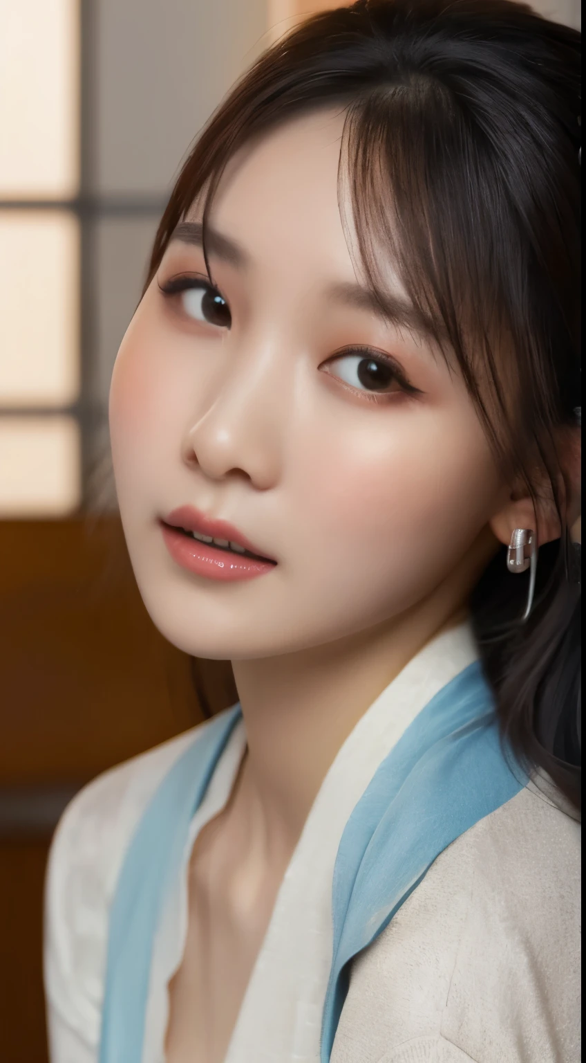 masterpiece, top quality, illustrations, Ultra Details, Finely Details, high resolution,  8k Wallpaper, perfect dynamic composition, beautiful detailed eyes , hotel(but), sexy face, expression full of joy at its peak,Please wear a face,excited faces ,blur background,beautiful detailed face,Narrow Face,gal makeup,cute,Sexy Poses,close eyes、look up、Big Breasts、Nipples