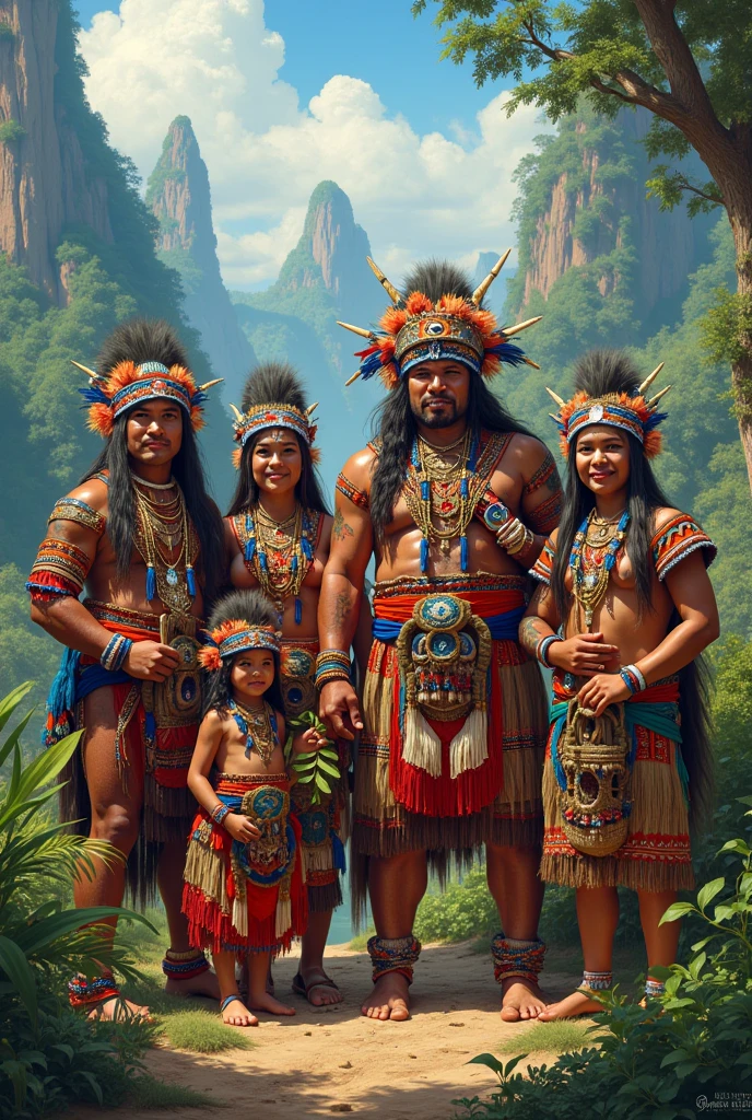 Grupo de indigenas arrodillados