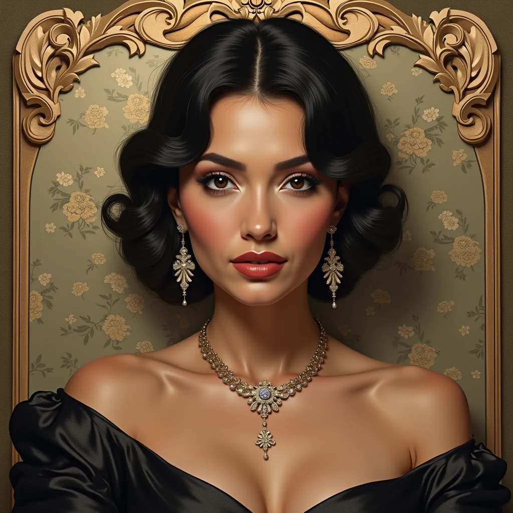 image to render a "QEPD " a  "rosita Quin Salazar" that looks elegant and that has basic but elegant elements of rock and roll ,