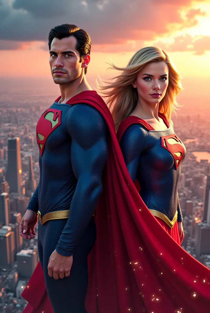 Gaia Weiss under the mantle of the Kryptonian Kara Zor-El alias Supergirl alongside her cousin Clark Kent alias Superman suits Superman Man Of Steel Movie 