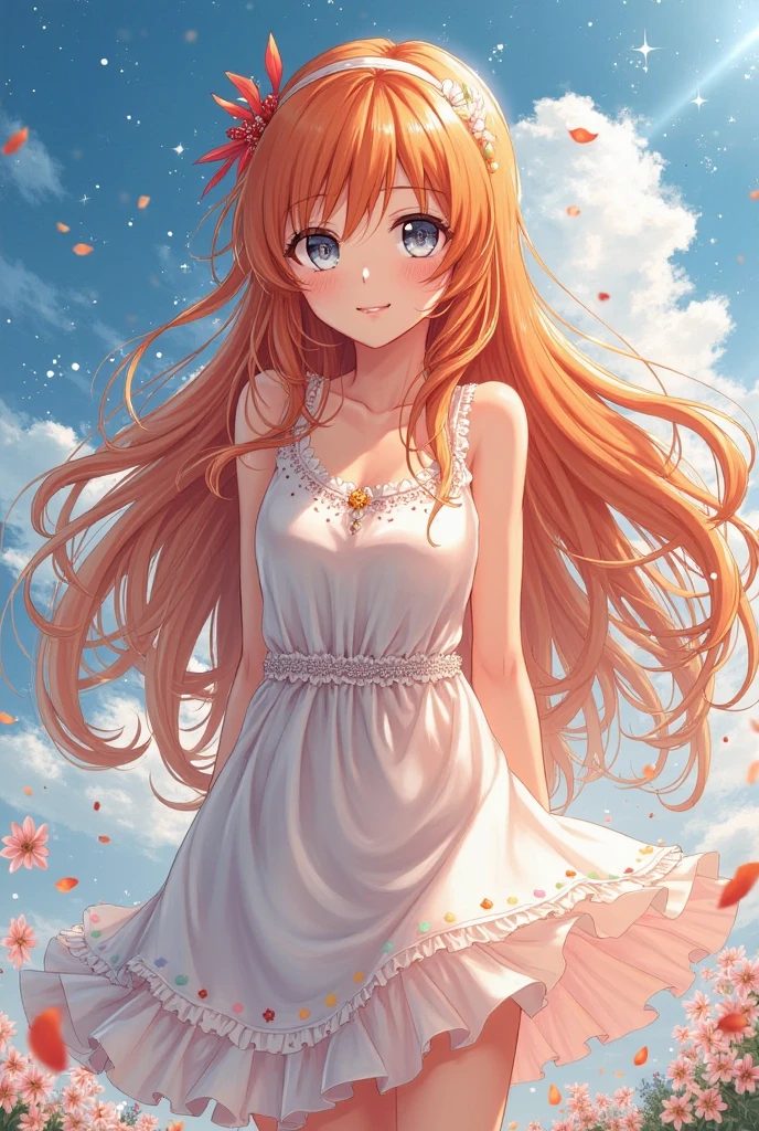 (((highest quality、masterpiece、normal body、8k、detailed face、ultra precision、normal hand、normal finger、5This finger、supreme)))Golden orange hair、pink see-through dress、Pink see-through outfit、risqué、I can't see it even though I can see it