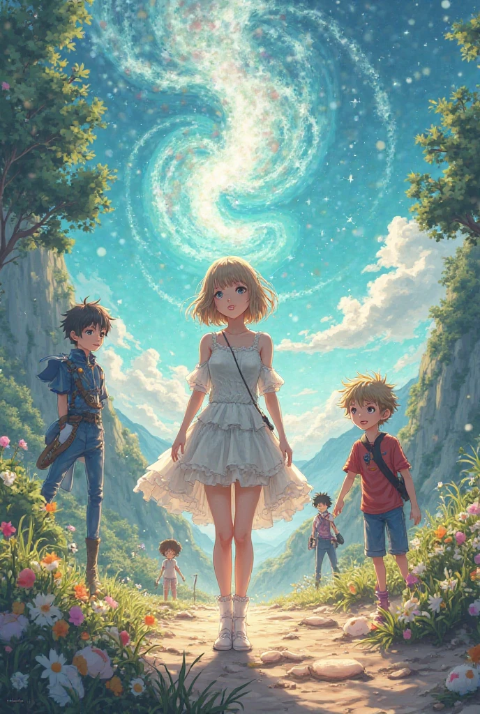 Create a studio style image Ghibli, Where does Taylor Swift come out, Bakugo and Todoroki 