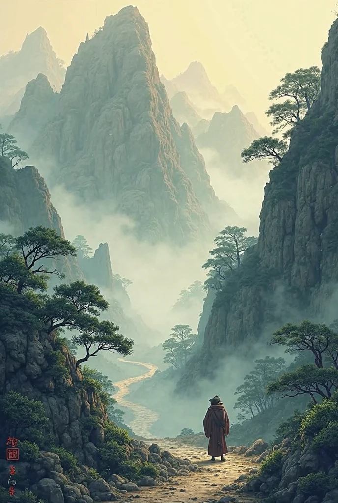 Japanese mountain history style drawing situation