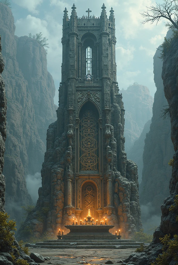 ancient tower photo mixed with altar