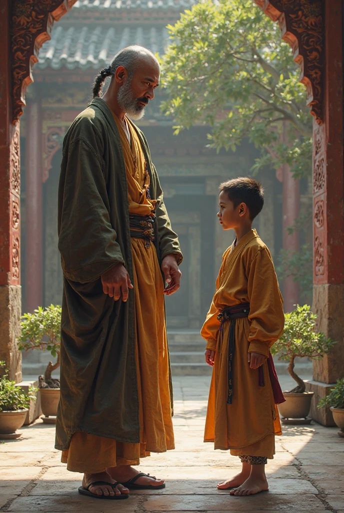 A Shaolin man named Bashar is trained in a weak man named Aymen where his name is written in his necklace