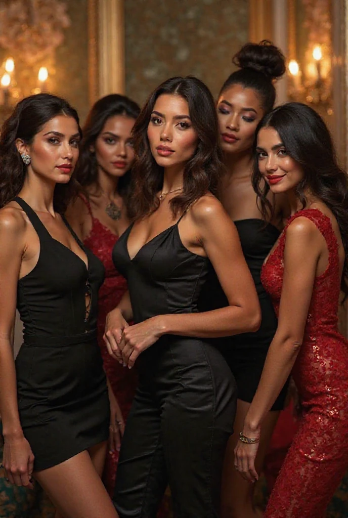 Isabel Merced, group of girls in pantsuits, (long bob_cut hair), choker, enjoying the nightlife of greece, smiling, (kissing:1.2), (skin texture:1.1), (breasts covered), (high detail face:1.1), full bodyshot, high detail body, high detail clothes, (big breasts:1.3),(masterpiece), (realistic), ultra high definition, 4k, ultra high resolution, cinematic lighting, rim lighting, photo by Arny Freytag, RAW image