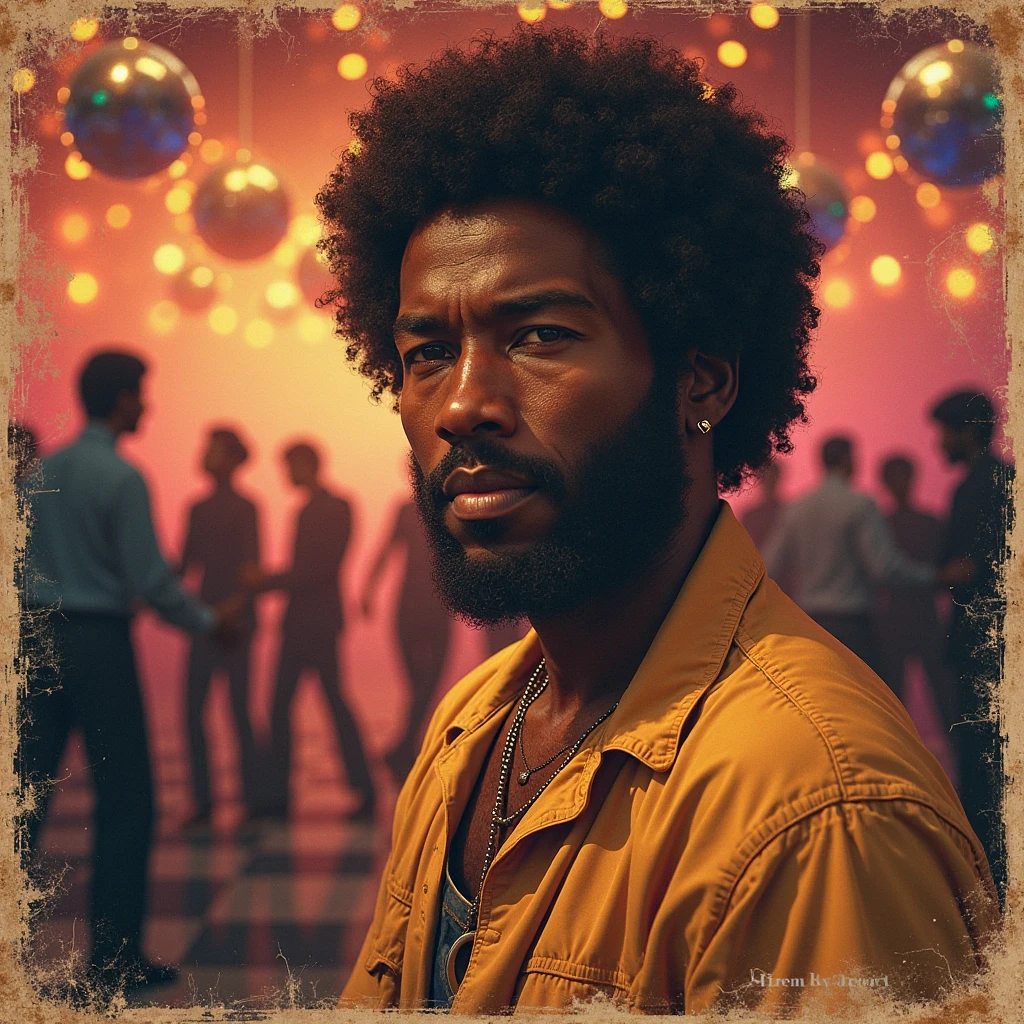 Weathered Photorealistic Worn 1977s Motown Disco Album cover for the song "Move My Soul" with Text and Logo