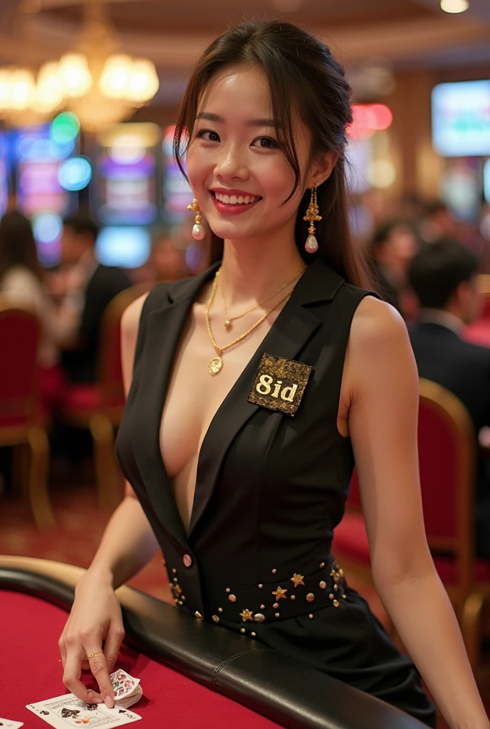 Beautiful woman、Black rabbit ears、smile、Black bow tie、Sexy Body、Black leotard、Black fishnet stockings、At the Casino