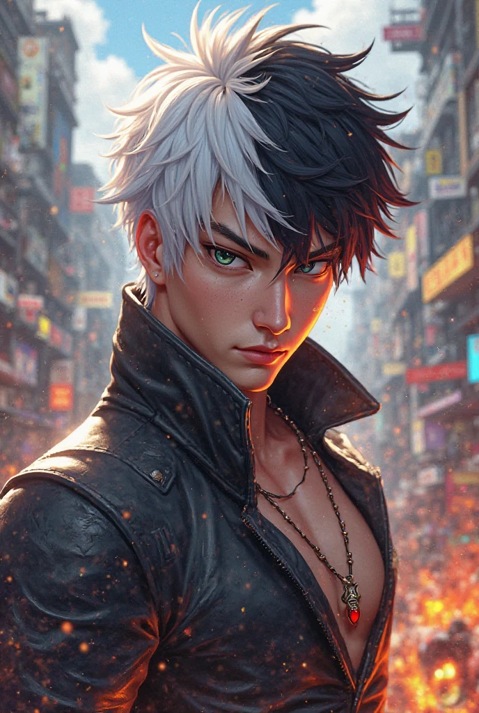 A man with white and black hair who is animated and is from Free Fire