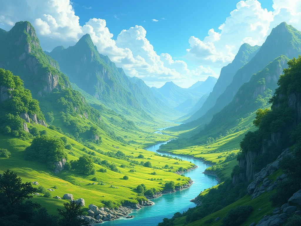 valley no human figure good sharp and natural looking, colorful