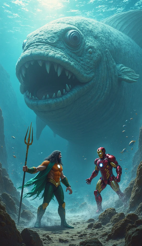 Aquaman in a battle with Shrek