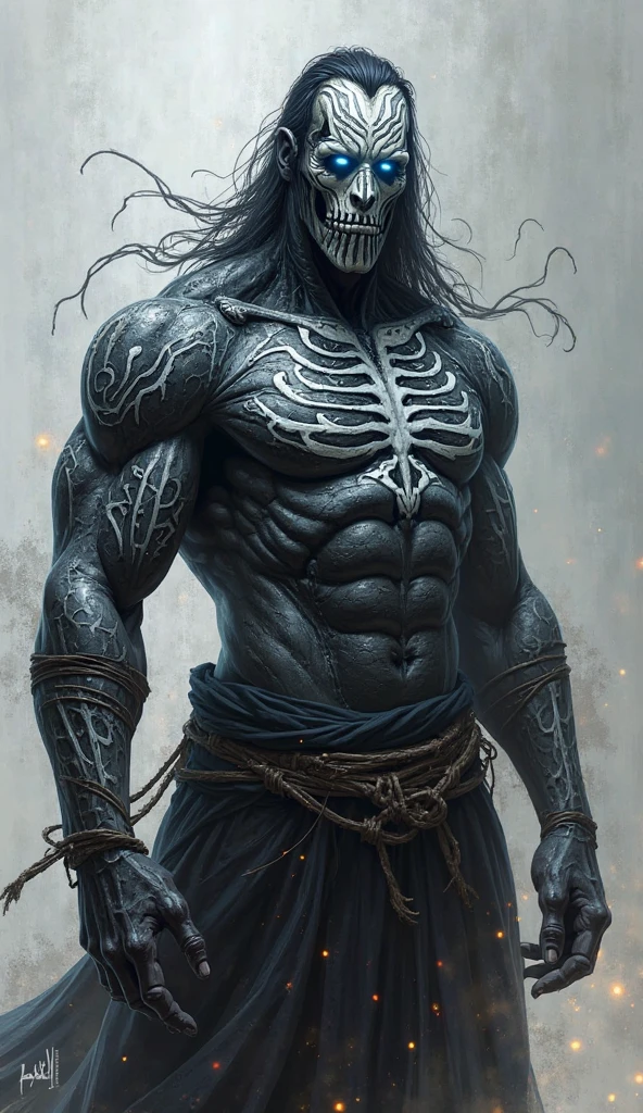 Character withered, deceased, man, You can see the bones, decomposition, very thin, high, Еlder Ring, stands proudly, damage, dressed in cuirass