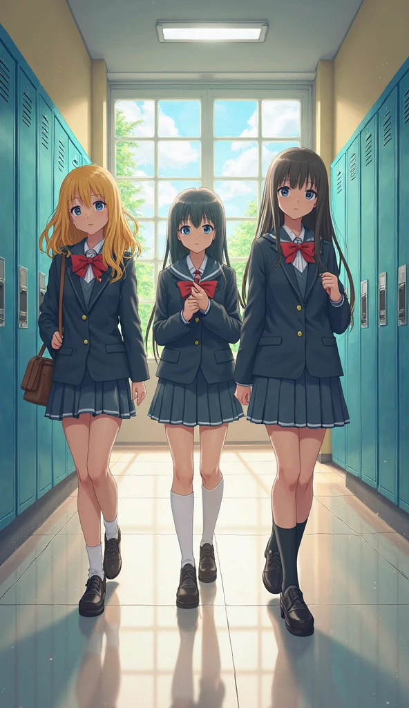 High quality anime picture. School students wearing school uniforms ...