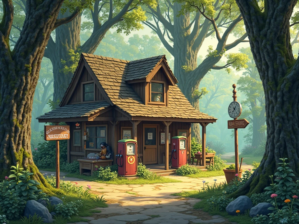 interior gas station in the forest