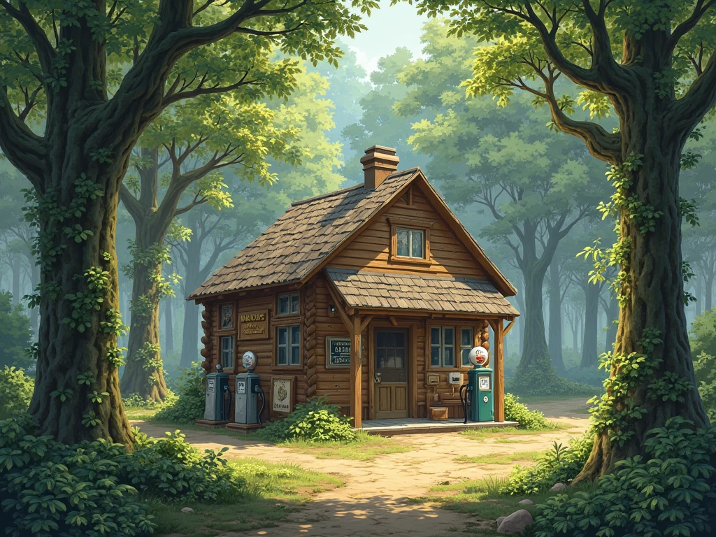 interior gas station in the forest