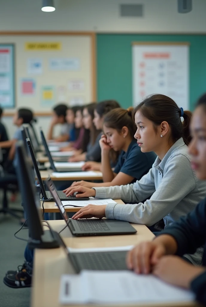 Indian Students are working on computers in computer coaching centre