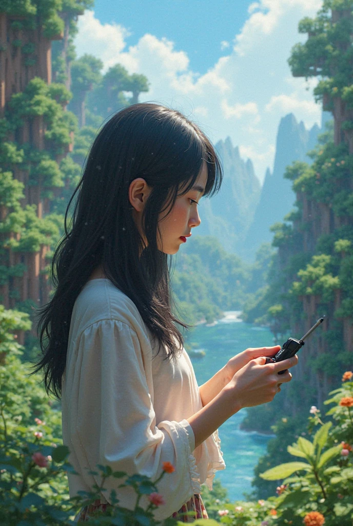 A woman from Japan playing Minecraft 