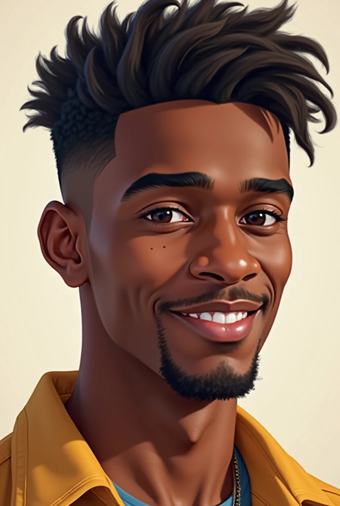 Young black man with wavy hair with American cut