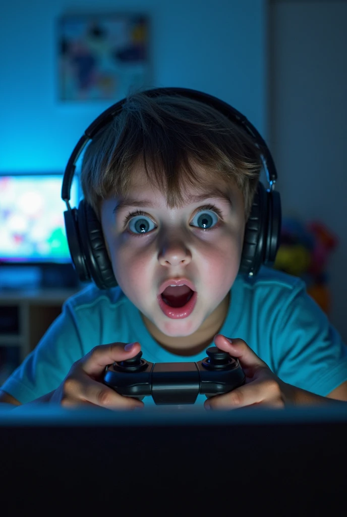 Starting tomorrow, a boy with gamer headphones playing Xbox series s in his bed