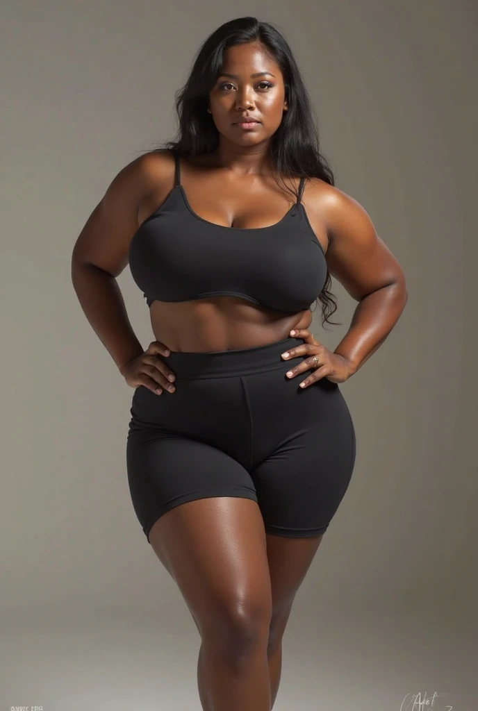 Big black woman in pants, ultra high resolution, photorealistic: 1.4,
A voluptuous black woman proudly showcasing her luscious curves in form-fitting pants,
Spreading her ample derriere, seductive and confident,
Detailed textures bringing every inch to life, every curve and fold,
Realistic rendering, every pore and flawless skin texture visible,
1 girl, assertive, radiant,
Sensual and alluring, every expression captured with precision,
Eyes locked with the viewer, a flirtatious glint in her gaze,
Pants clinging to her curvaceous figure, every seam and