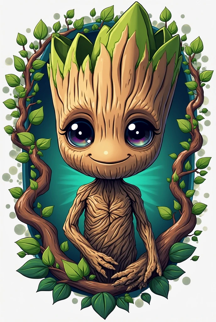 Groot angry with little plants growing on him in cartoon