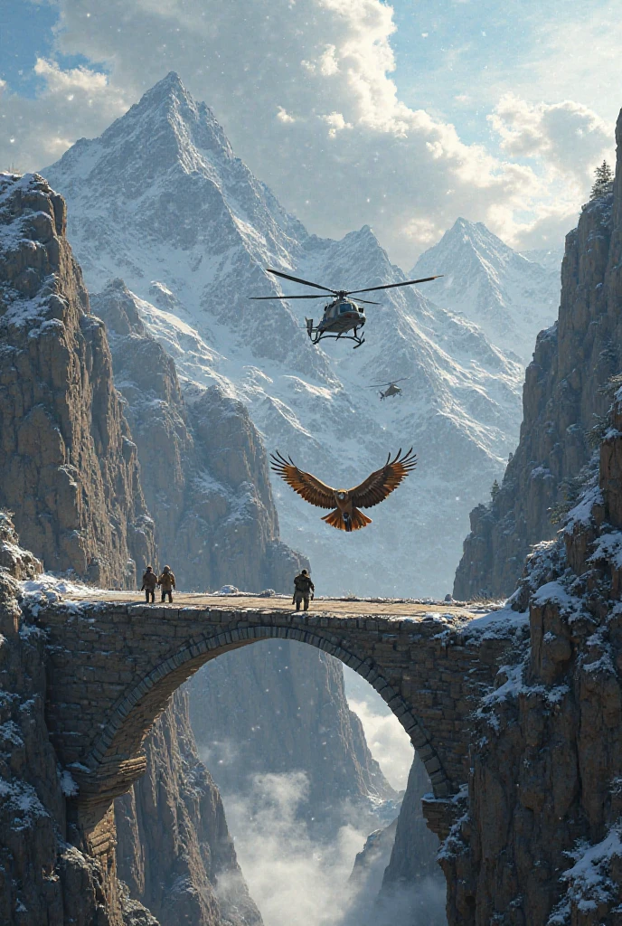 Train hawks on bridge narrow mountain helicopter 🚁 flying but explosion 💥