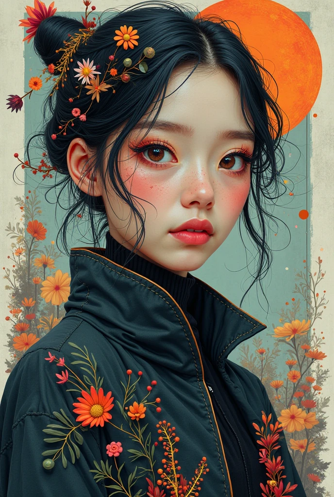 there is a painting of a girl wearing an orange jacket and hat, stunning digital illustration, ross tran 8 k, beautiful digital artwork, beautiful digital illustration, artwork in the style of guweiz, james jean and wlop, beeple and james jean, beeple and jeremiah ketner, exquisite digital illustration, wojtek fus, loish and ross tran