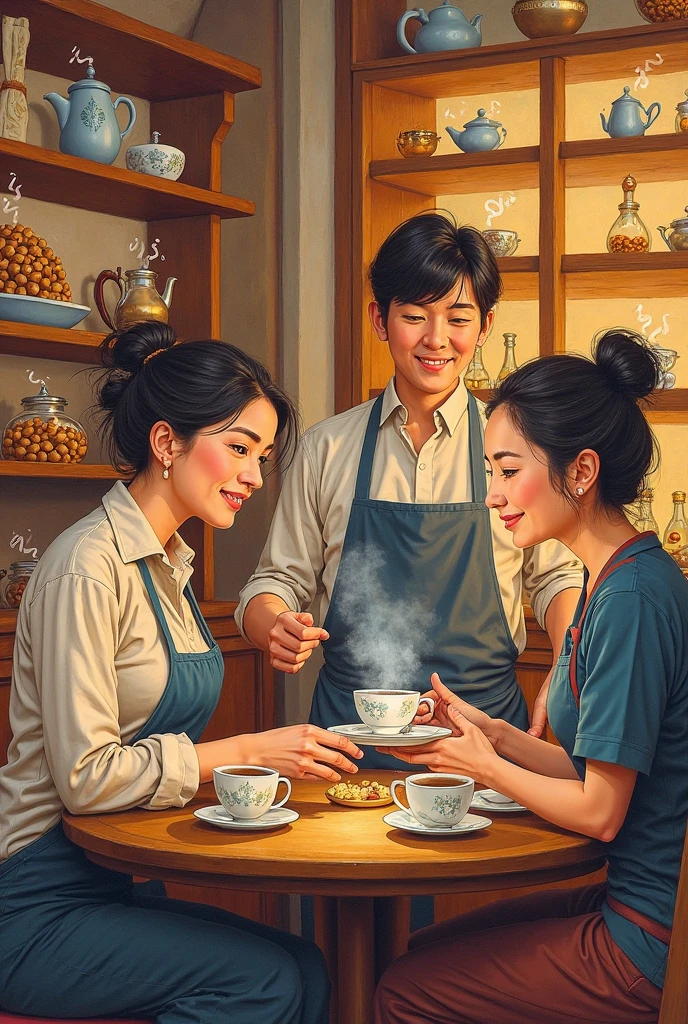 Wall paintings of a nuts and tea shop