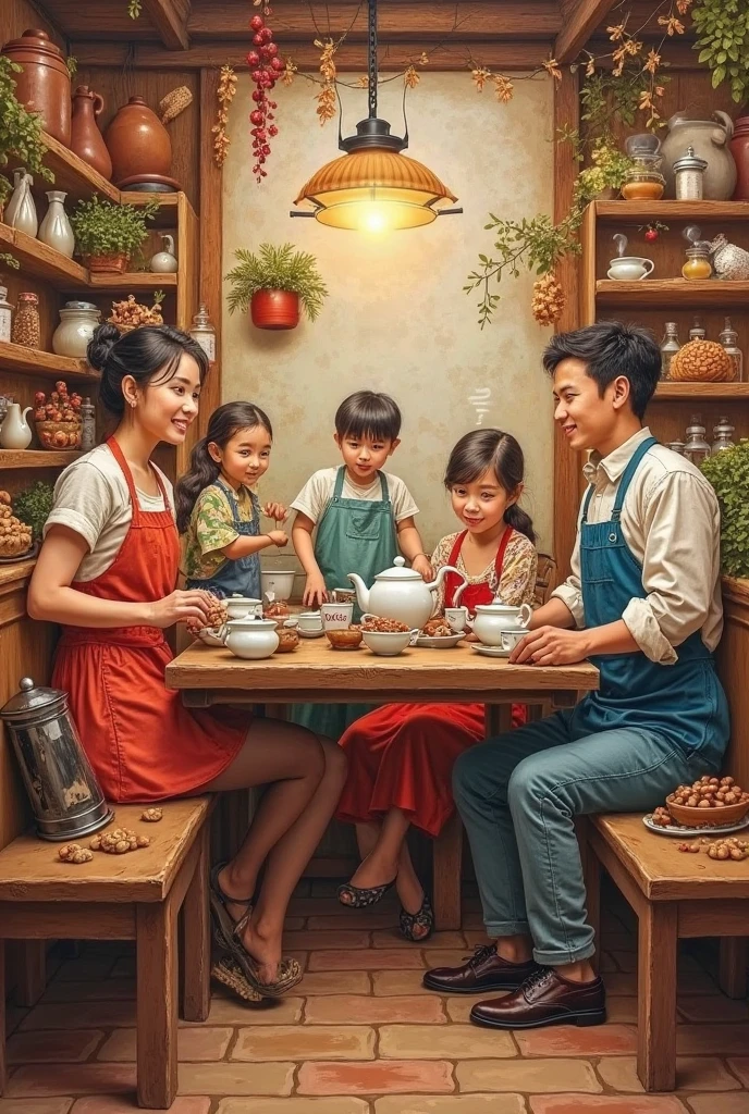 Wall paintings of a nuts and tea shop