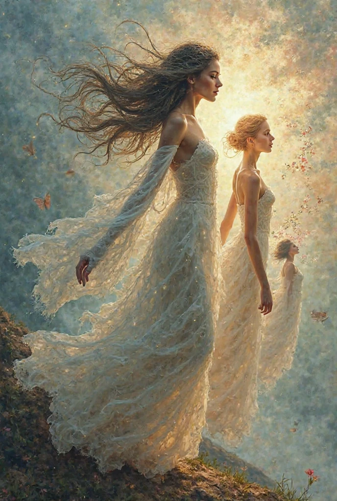 A representation of several stages of a woman, but symbolically 