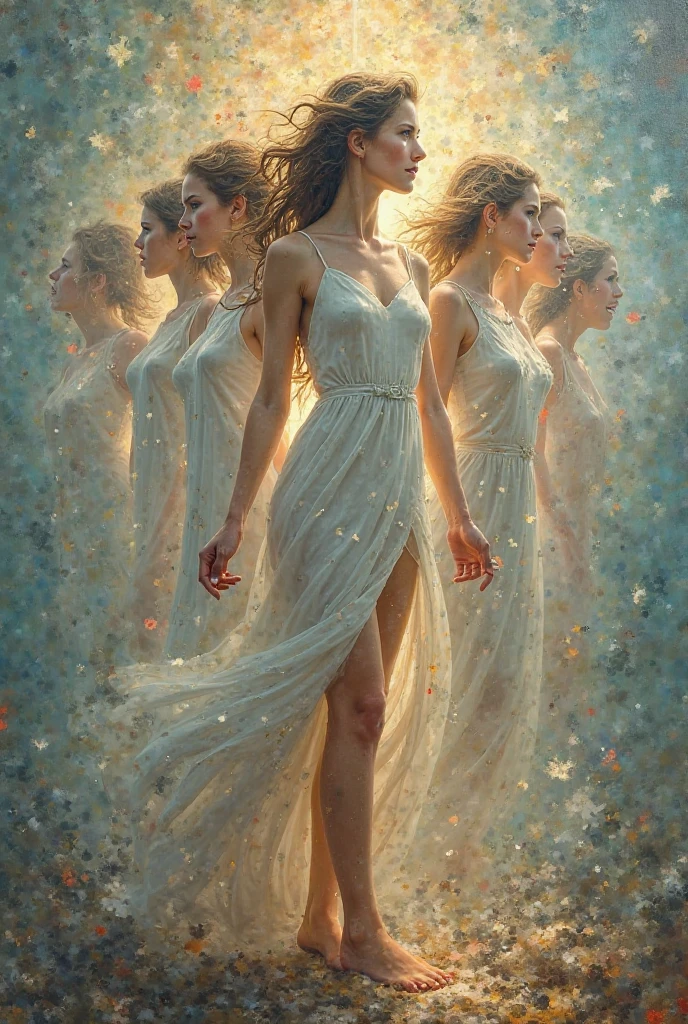 A representation of several stages of a woman, but symbolically 