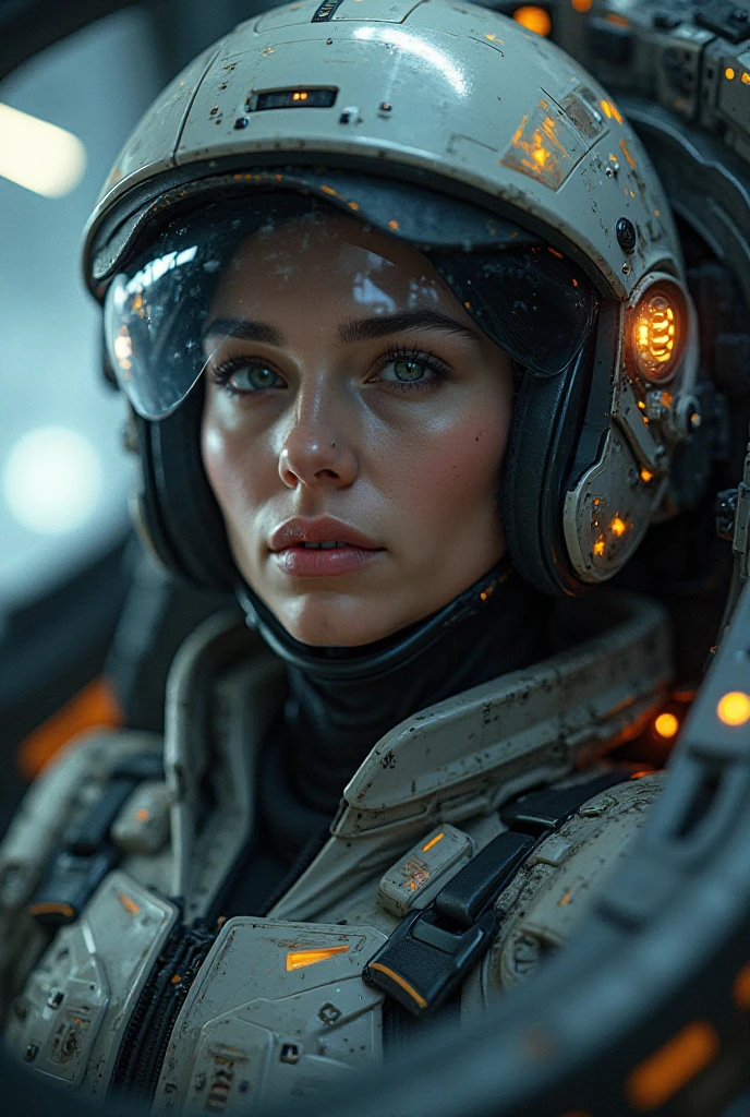 1girl, cockpit of space fighter, headgear