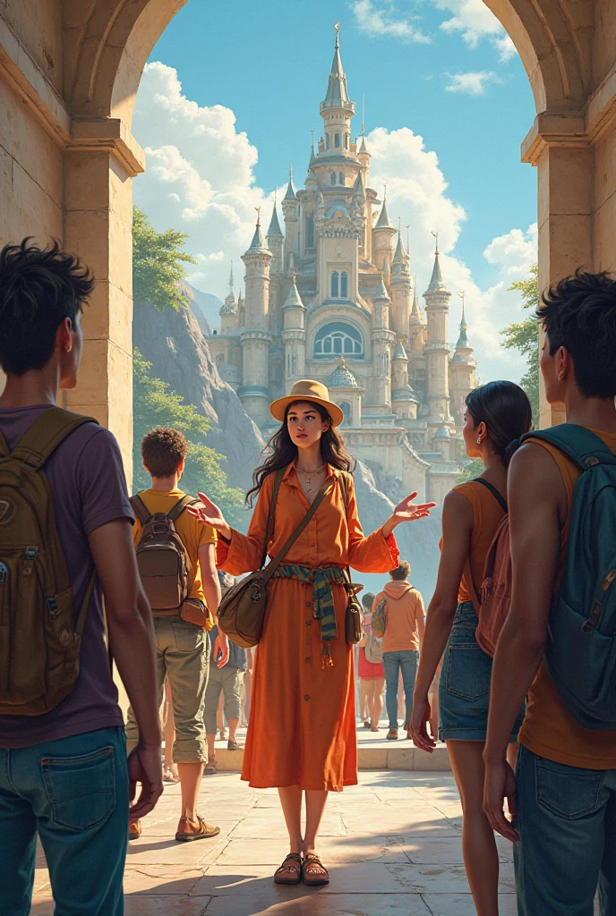 tour guide with tourists
