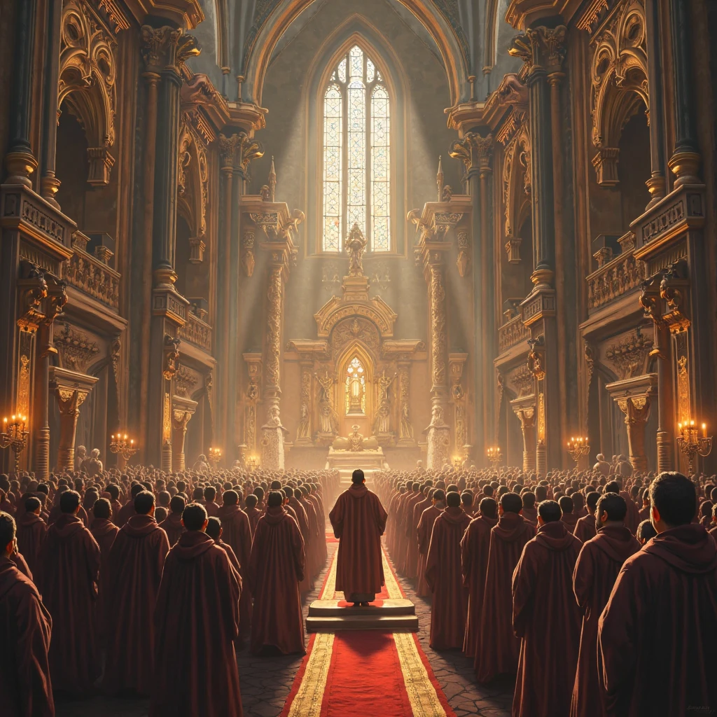 Now put action related to the church in this image