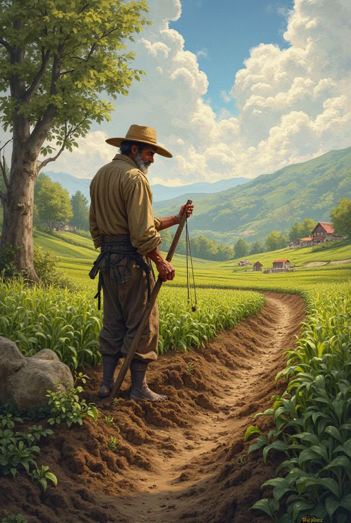 A farmer grows his land