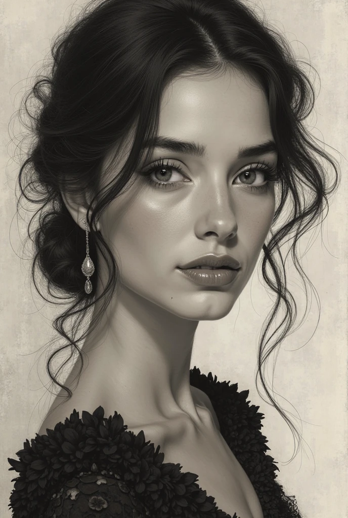 a two tone portrait of a young lady