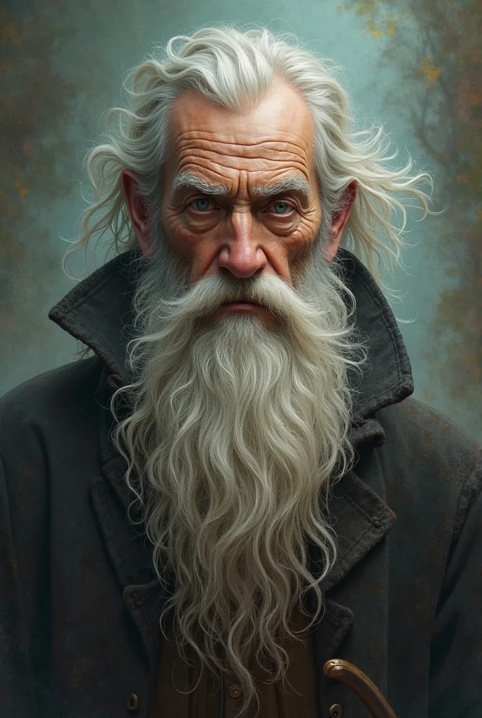 Redo the image but with a big, pointed beard on the chin 