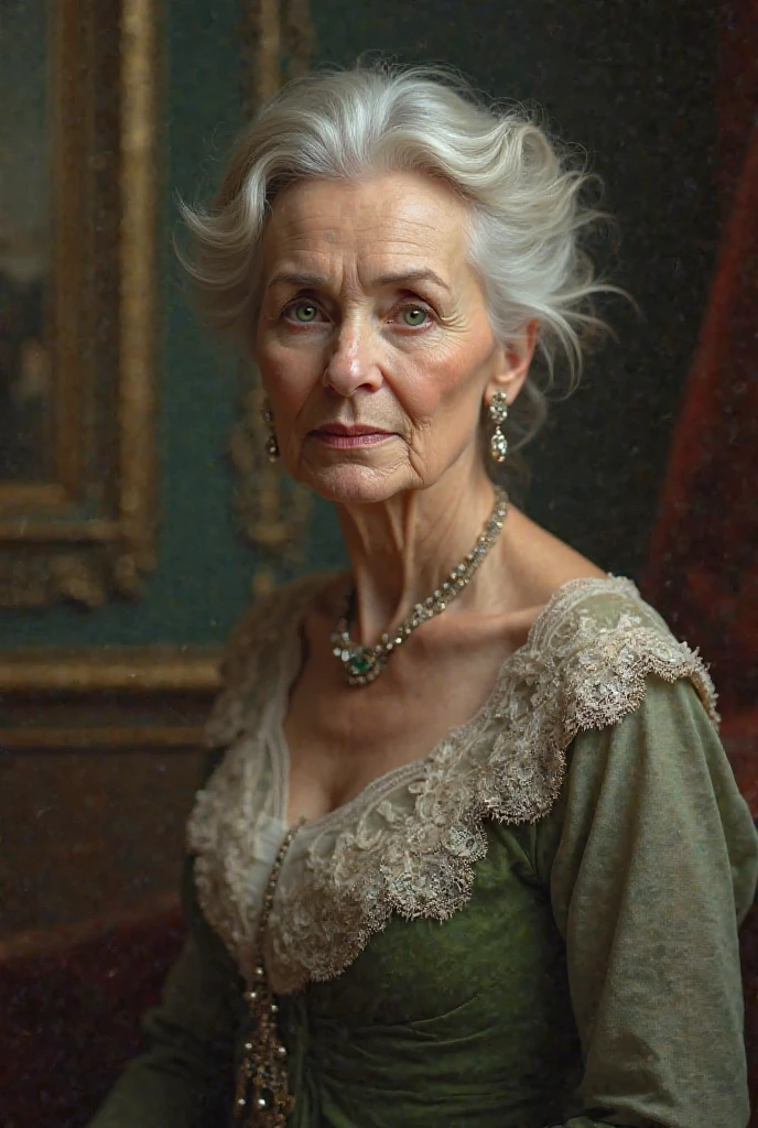 Green-eyed elderly woman from high society 