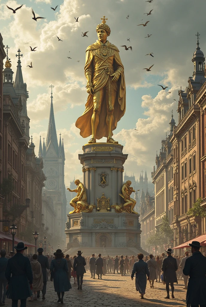 do an image based on the story "the happy prince" by Oscar Wilde that shows a historical city setting that alings with the time period described in the story (19th century Europe) 
