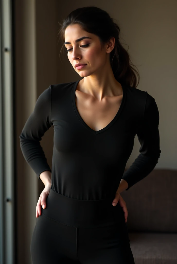 黒いウエットスーツを着用、((Best Quality, 8K, masterpiece :1.3)), Full body、 Sexy woman with perfect figure :1.4, Slender Abs :1.1, ((dark brown hair, Huge breasts :1.2)),Ultra-detailed face and skin、White background、Heavy makeup、Looking at the camera、睨む、怒った顔