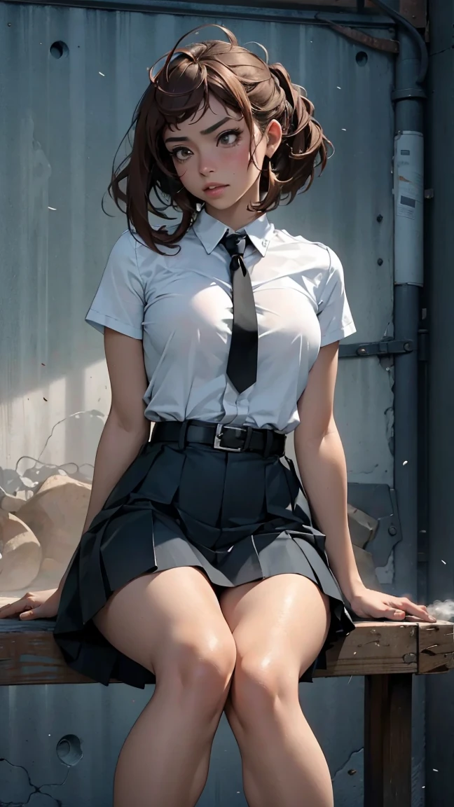 8K, top-quality, Real Image, intricate detailes, The ultra-detailliert, 超A high resolution, Depth Field,(Photorealsitic,realisitic:1.2),masterpiece, 0.25 :: a closeup , straight-on shot , from miiddle ,
1girl in, AI_chan, an extremely beautiful 17-year-old girl, Innocent big eyes, (brown_Short_hair), (Green_Eyes:1.0),(bangss),dishevled hair,(hair clips), poneyTail、perfect glossy skin, flawless skin, fair white skin, large full breasts, cleavage of the breast, narrow waists, thin blush, 独奏, looking at the viewers, lightsmile,
chubby under the clothes、perspiring、
Wear((School_uniform)、(white_Skirt)、(Blue_long_tie)、(Blue_pleats_Skirt)、(Black_pantyhose):1.2)、
(Gravure Pose:1.1)、
sunset
High School in Japan ,Flip up your skirt with your hands、Show off your panties、Blouse with short sleeves、Show white panties extensively、Pull up your skirt and show your panties、spreads both leg、Spread your knees apart、Show panties、Colossal tits、Functional、Show white panties、Flip the skirt、Skirt twisting