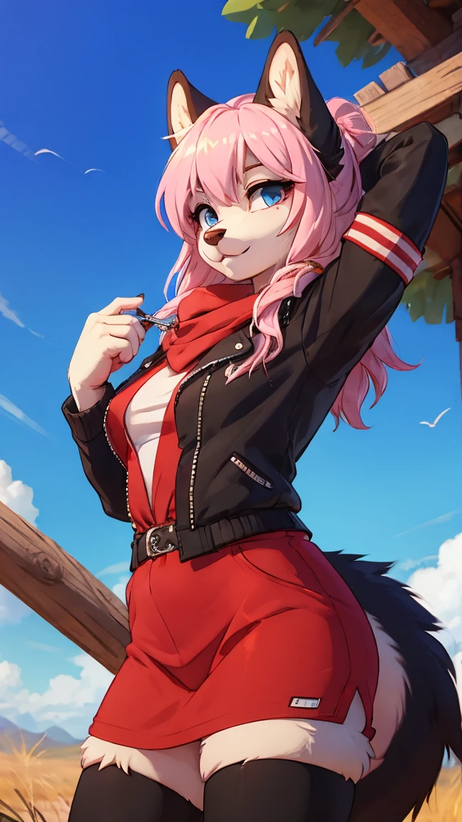 female, wolf, loona hellhound, smiling