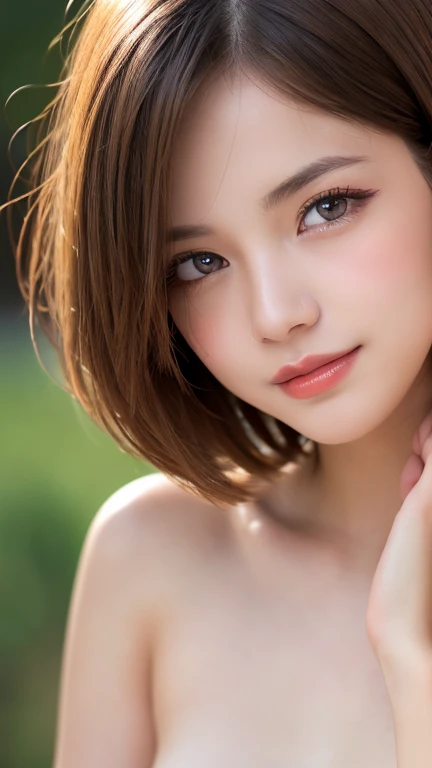 best quality, focus on the eyes, soft light, Using a reflector to brighten the face, (depth of field) ,ultra high res, (photorealistic:1.4), RAW photo, (bokeh:1.4),
1girl, japanese women, solo, cute, (smile shyly:1.1), dropping eyes, short hair, medium breasts, small nostrils, (looking at viewer:1.2), (full body:1.3),