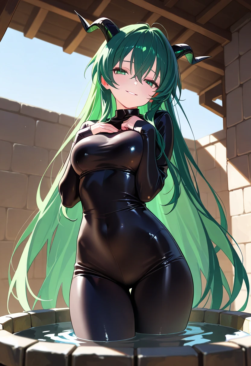 1boy and 1girl, Angle from the front、close up
breasts, Angle from below, The girl bends forward to show off her breasts、(shiny White skin:1.6)、Squint eyes, ((Narrowing his eyes and grinning with a devilish smile)), ( girl), (Shiny green hair)、 (ponytail)、(forehead)、((wavy hair)), Small breasts, ((Red off-shoulder leotard))、金のブレスレット、((In a medieval castle bedroom))、((footjob)), 1penis, under hair, scrotum、((eject cum)), (cum to breasts)、((Amazon Position)), (The boy has his legs open)、(The girl rapes the boy),