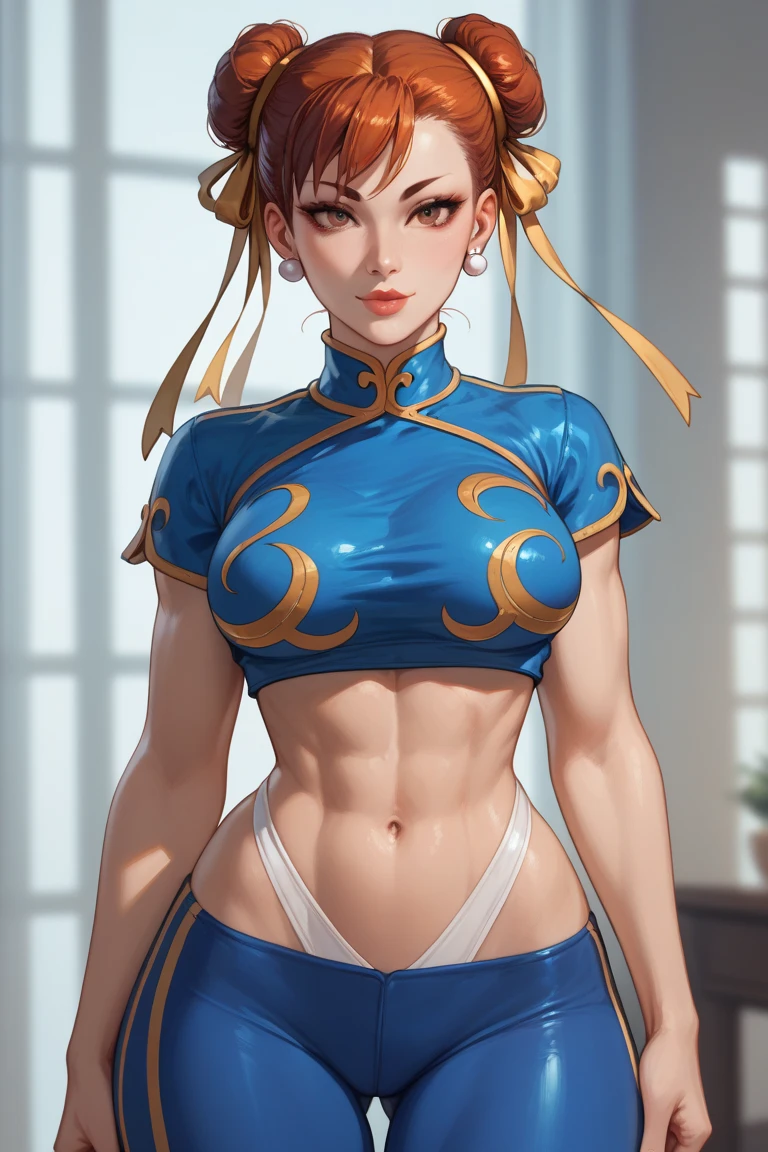 ((Best quality)), ((Masterpiece)), ((Realistic)) and ultra-detailed photography of a girl with goth colors. Chun- li, ((Chun- li)), dressed in (small black micro-thong, black micro-bikini:Star motif ) , ((Beautiful and aesthetic)), muscular fit body abs, Sexy, under-boobs, Hot, (Cream gradient background)